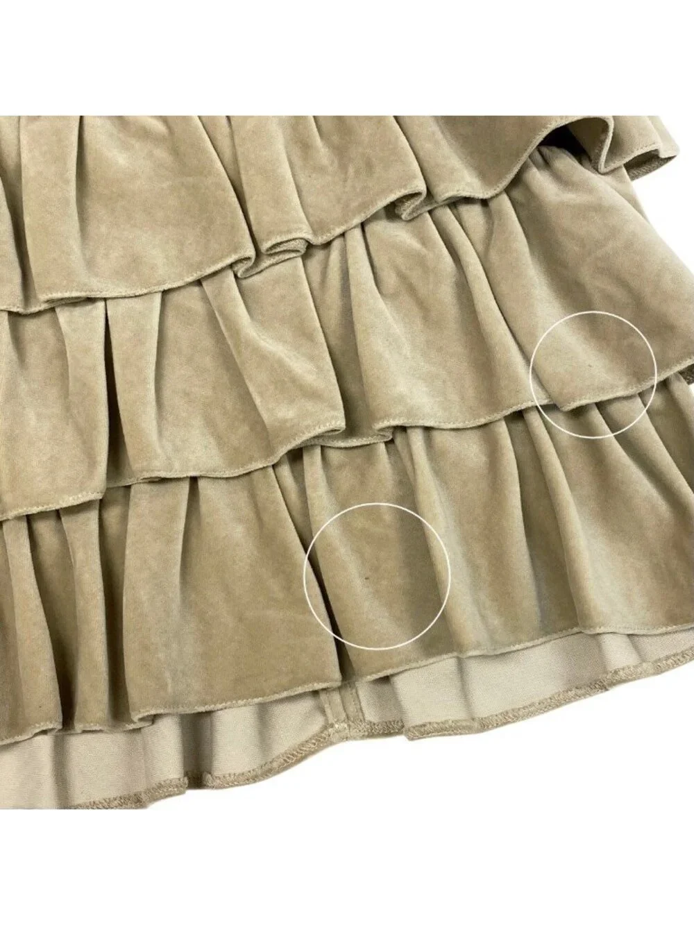 Chanel Velour Ruffles Skirt CC Logo Plate 38 Sizes Beige Cotton